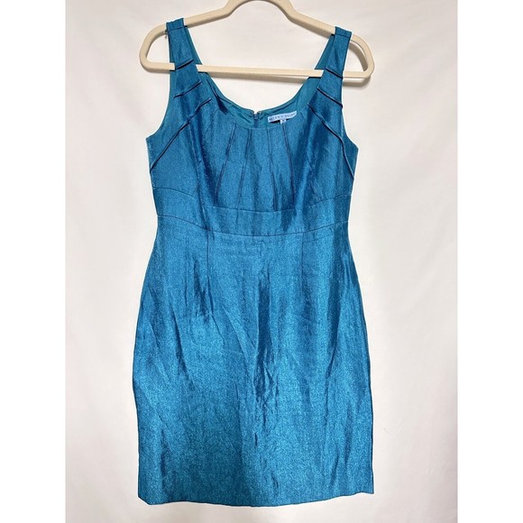 Antonio Melani Sleeveless Sheath Career Dress Turquoise Scoop Neck Size 10 - Picture 1 of 10